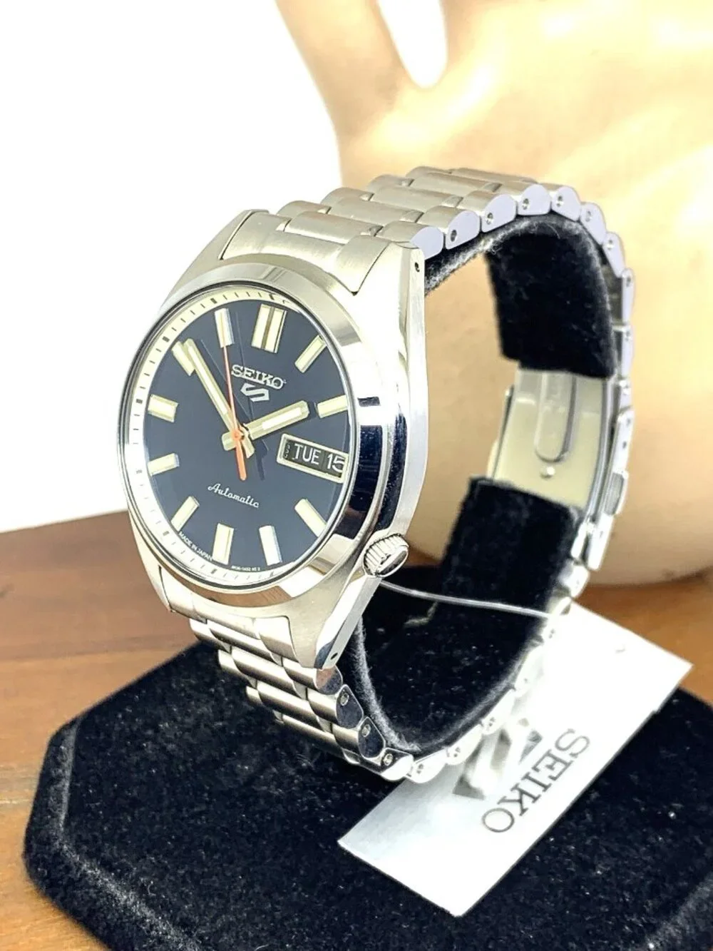 Seiko 5 Sports Men's Watch SRPK87 Automatic Blue Dial Day Date Silver Steel 37mm